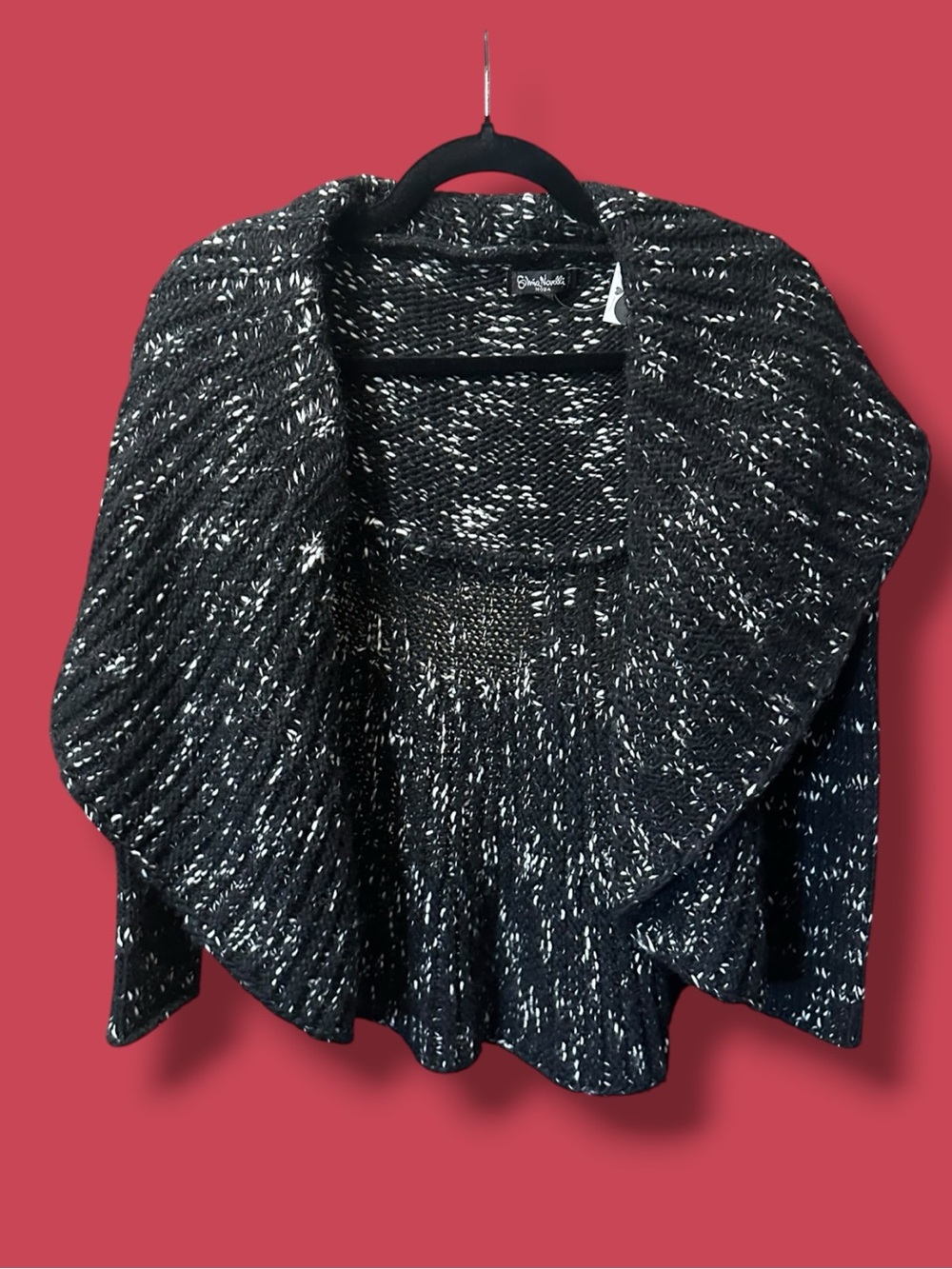 Black & White Marled Shawl Collar Cardigan